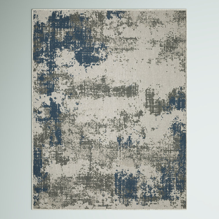 Steelside™ Belden Power Loom Light Grey/ Blue Indoor/Outdoor Rug & Reviews Wayfair